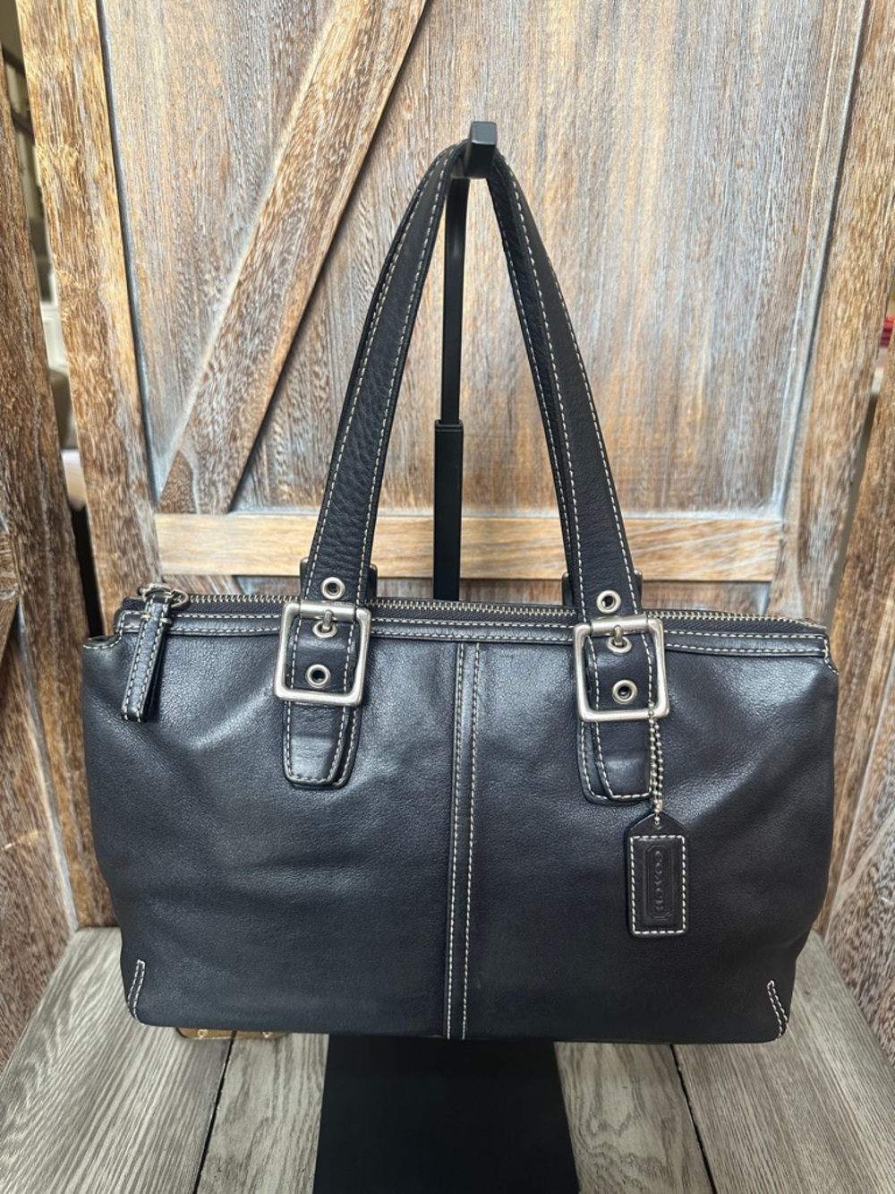 Coach 9545 Hampton Black Leather Tote Satchel Bag Purse Y2K Original Tag